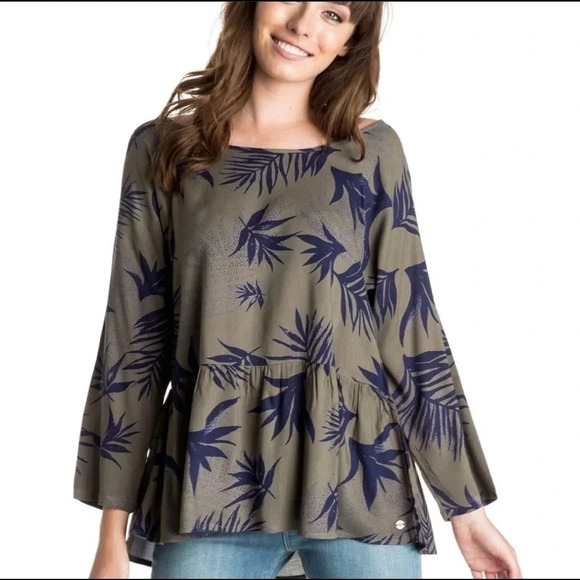 ROXY Landslide Tropical Peasant Top Small - Picture 1 of 6
